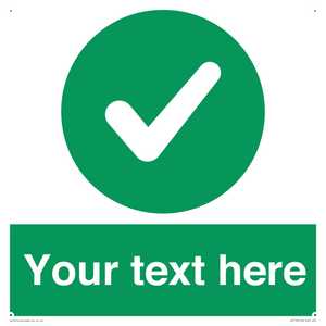 Custom green background, green circle with tick